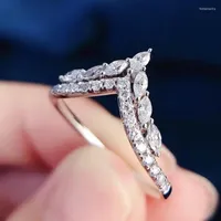 Wedding Rings Exquisite Crystal Marquise Cubic Zirconia For Women Fashion Silver Color Bands Party Gift Bride Engagement Jewelry