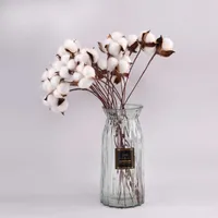 Faux Floral Greenery Natural Dried Cotton Flower White Home Decoration Artificial Flower Branch Wedding Bridesmaid Bouquet Decor Fake White Flowers T230130