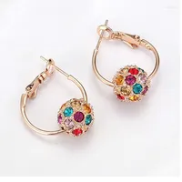 Hoop Earrings MOONROCY Rose Gold   Silver Color Earring Wholesale Colourful Ball Behimia Jewelry For Women Simple Drop