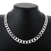 Pendant Necklaces Silver Colored 10mm Wide Mens Necklace18- 24 Inches N925 Stamped Color Plated Chain Men Necklace