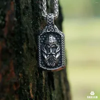 Pendant Necklaces Nordic Stainless Steel Viking Odin Po Frame Warrior Men Necklace Never Fade Celtic Knot Retro Punk Jewelry Gift