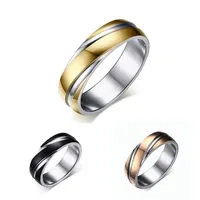 Wedding Rings Groove Comfort Fit Mens Band Ring In Gold Two Tone 6mm Stainless Steel Anel MasculinoWedding