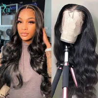 Inch Body Wave Lace Front Wig Human Hair For Women Pre Plucked With Baby 4X4 Closure Transparent
