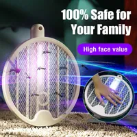 Pest Control Electric Lamp 2 In 1 Household Folding Rechargeable Killer Swatter Mosquito Repellent 0129