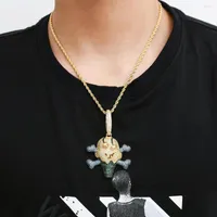Chains Cartoon Personality Colorful Pirate Cream Pendant Cubic Zirconia Necklace Fashion Hip Hop Jewelry Mens Gift
