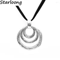 Pendant Necklaces Latest Vintage Jewelry Alloy Round And Irregular Circle Rhinestone Genuine Leather Chain Necklace Women Men