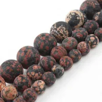 Beads Matte Gold Snowflake Jasper Natural Stone Round Loose For Jewelry Making DIY Bracelet Necklace 6 8 10 12mm 15 Inches