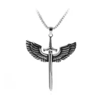 Pendant Necklaces Wings And Sword Necklace Pendants Punk Jewelrymens Good Quality Hip Hop Wholesale Dh Drop Delivery Jewelry Dhqks
