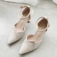 new pointy hollow sandals women's Korean version shallow heels high heels summer fairy baotou sandals