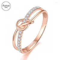Cluster Rings Aazuo 18K Pure Rose Gold Real Diamonds Fairy Knot Ring Gifted For Woman&Lady Engagement Party Charm Jewelry Fashion Love
