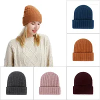 Berets Casual Women's Hats Cashmere Knitted Beanies Hat Autumn Winter Unisex Girls Korean Warm Skullies Outdoor Soft Trendy
