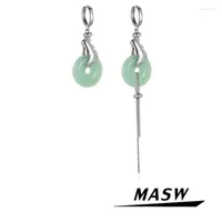 Dangle Earrings MASW Trendy Jewelry Green Round Resin High Quality Brass Silver Color Asymmetrical Drop For Women