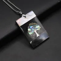 Pendant Necklaces Natural Abalone Shell Tree Of Life Wisdom Colorful Charms Jewelry Women Necklace Gift