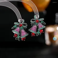 Stud Earrings Christmas Zircon Ear Ring High Quality Manufacturing Inlaid Gemstone Shiny Noble Circle Korean Fashion