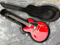Custom electric guitar, double F-hole jazz guitar, rosewood fingerboard, red body