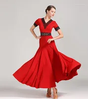 ارتداء مرحلة ارتداء سيدة الرقص فستان رقص عالية الجودة بجودة قصيرة مع الخصر الدانتيل أزياء الرقص الحديثة
