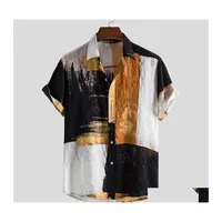 Men'S Casual Shirts Mens Summer 2023 Short Sleeve Linen Button Shirt Floral Loose Hawaiian Ethnic Party Men Drop Delivery Apparel Clo Dh3R6