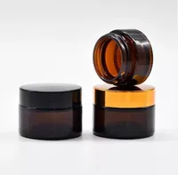 Amber Glass Cosmetic Jars Skincare Cream Bottle Jar Empty Refillable Bottles 5g-100g Diy Mini Makeup Storage Container with Gold Silver Black Lid Cap and Inner