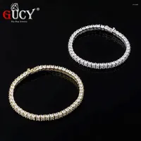 Link Bracelets GUCY 6mm Mens Cubic Zirconia Tennis Bracelet Chain Hip Hop Jewelry 1 Row Gold Silver Color CZ Birthday Gift
