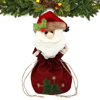 Christmas Decorations Eve Bag Candy Bags With 3D Santa Claus Reindeer Snowman Doll Drawstring For Holiday Presents