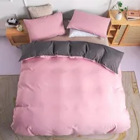 Bedding Sets Summer Pink Grey Dark Double Solid Color Drop Duvet Cover Pillowcase US Size King AU Single Queen UK 2 3pcs
