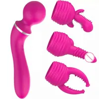 Sex Toy Massager Vibrator Av Stick Charging 3 Head G-spot Dual Motor Dildo Waterproof Silicone Powerful Wand Adult Toys for Woman
