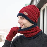 Berets Knitted Hats Winter Men Caps Bib Gloves Kids Boys Girls Hat Outdoor Keep Warm Windproof Soft Cycling Baby Gorras Hombre