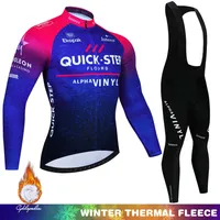 Quick Step Warm Winter Thermal Fleece Jersey Sets Men Outdoor Riding MTB Ropa Ciclismo Bib Pants Set Cycling Clothing Z230130