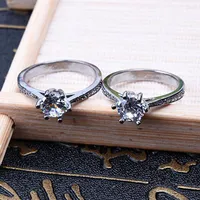 Wedding Rings Classic Six Claw Engagement For Men Women Silver Color Female Anel Crystal Jewelry Bijoux Birthday Gift