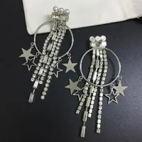 Stud Earrings European And American Temperament Retro Five-Pointed Star Tassel Crystal Wild For Girls Party Gifts Wholesale