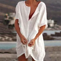 Women's Blouses Women's Summer 2023 Vintage Linen Ladies Tops Casual Loose Short Sleeve Shirt Female Women Clothing