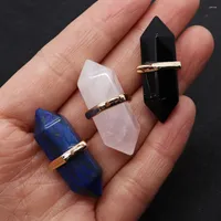 Pendant Necklaces Natural Stone Fashion Crystal Pillar 15x34mm Tiger Eye Lapis Lazuli For DIY Making Jewelry Earrings Necklace Accessories