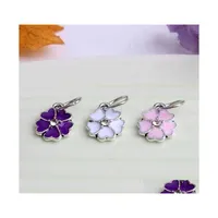 Charms 3 Color Painted Flower Dangle Charm Bead Big Hole Fashion Women Jewelry European Style For Diy Bracelet Necklace Arrival 52 W Dhqsx