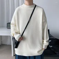 Men's Sweaters Men 2023 Autumn Winter Fashion Solid Color Knitted Tops Men's Loose Casual Sweater Male Mock Neck Pullovers L03