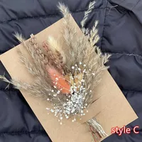 Faux Floral Greenery Pampas Grass Dried Flower Mini Bouquet Greeting Cards Wedding Invitations Gift Cards Bohemian Flower Arrangement Home Decoration T230130