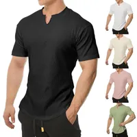 Men's Casual Shirts Man Summer Soft White T Men Short Sleeve Modal Flexible T-shirt Solid Color V Neck Basic Tee Tops Sports Blouse
