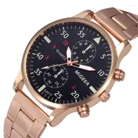 Wristwatches MIGEER Men Watches Luxury Rose Gold Stainless Steel Quartz Watch Sports Reloj Hombre Horloge Mannen 2023