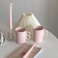 Mugs Pink Figure 8 Model Handle Ceramics Coffee Mug Milk Tea Office Cups Drinkware The Birthday Gift For Friends