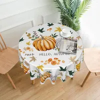 Table Cloth Fall Pumpkin Round Tablecloth Autumn Color Thanksgiving With Dust-Proof Wrinkle Home Kitchen Dining