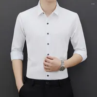 Men's Casual Shirts High Elasticity Men's Clothing Social Quality Long Sleeve Traceless Male Business Shirt Slim Blouse