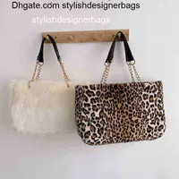 Clutch Bags Faux Fur Large Capacity Leopard Crossbody Bag Women's 2022 Winter Plush Shoulder Messenger Bag Ladies Warm Handbag Girl Christma 0129V23