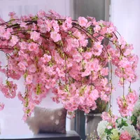 Sztuczny Cherry Blossom Różowe białe drzewo wiśniowe jedwabny kwiat wiosna wiśnia