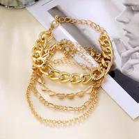 Strand Korean Jewelry Industry Multi-layer Tassel Hollow Heart Metal Bracelet Women's Hand 4-piece Set