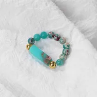 Wedding Rings Colorful Bohemia Beaded Energy Natural Stone Square Beads Crystals Bracelet Wome Men Handmade Ring Jewelry Gifts
