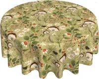 Table Cloth Elegant Floral Mushroom Round Waterproof Stain-Resistant Oil-Proof Wrinkle Cover Dinner Kitchen Holiday Decor