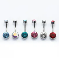 Navel Bell Button Rings 6PCS Lot G23 Piercing Belly Button Rings Internally Threaded Crystal Gem Navel Piercings Body Jewelry for Women 14G 230130