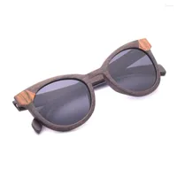 Óculos de sol E olho de gato de madeira preta exclusiva para homens homens polarizados óculos de sol de alta qualidade Eyewear Logipo personalizado com estojo