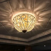 Ceiling Lights Restaurant Round Iron Light For Bedroom Kitchen Rustic Crystal Lamp Living Room Porch Lighting Lampara Techo