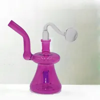 Colorful Hookah Glass Oil Burner Bong Recycler Dab Rigs Water Pipes Bongs Matrix Percolator Glass Pipe Small Ash Catcher Smoking Pipe Woth 14mm Male 30mm Oil Bowl