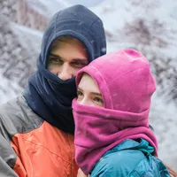 Berets Thick Warm Plush Balaclava Hats For Women Men 2023 Solid Color Polar Fleece Winter Cap Man Face Mask Neck Warmer